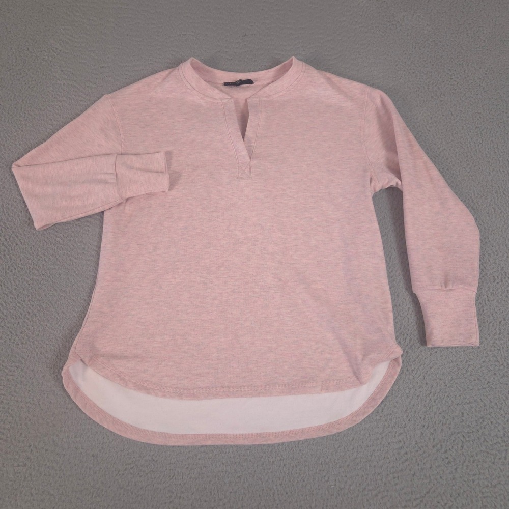 Jane + Delancey Sweater Womens Medium Pink Heathered Split Neck Curved Hem Soft